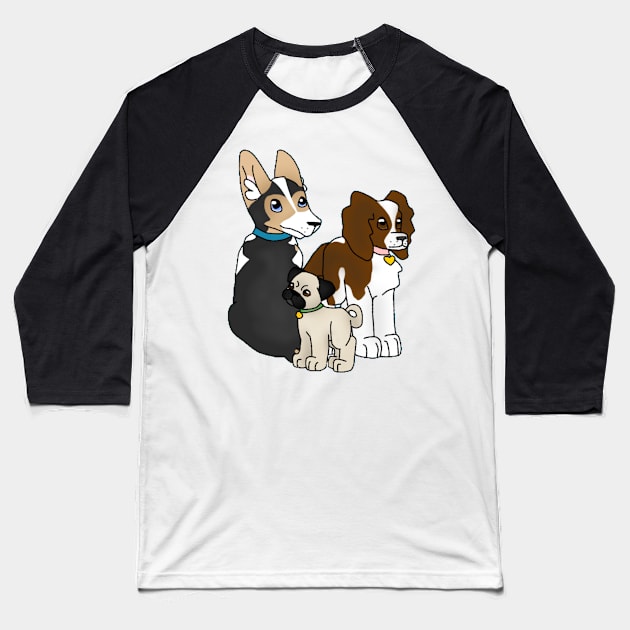 Puppy Trio! Baseball T-Shirt by ceolsonart